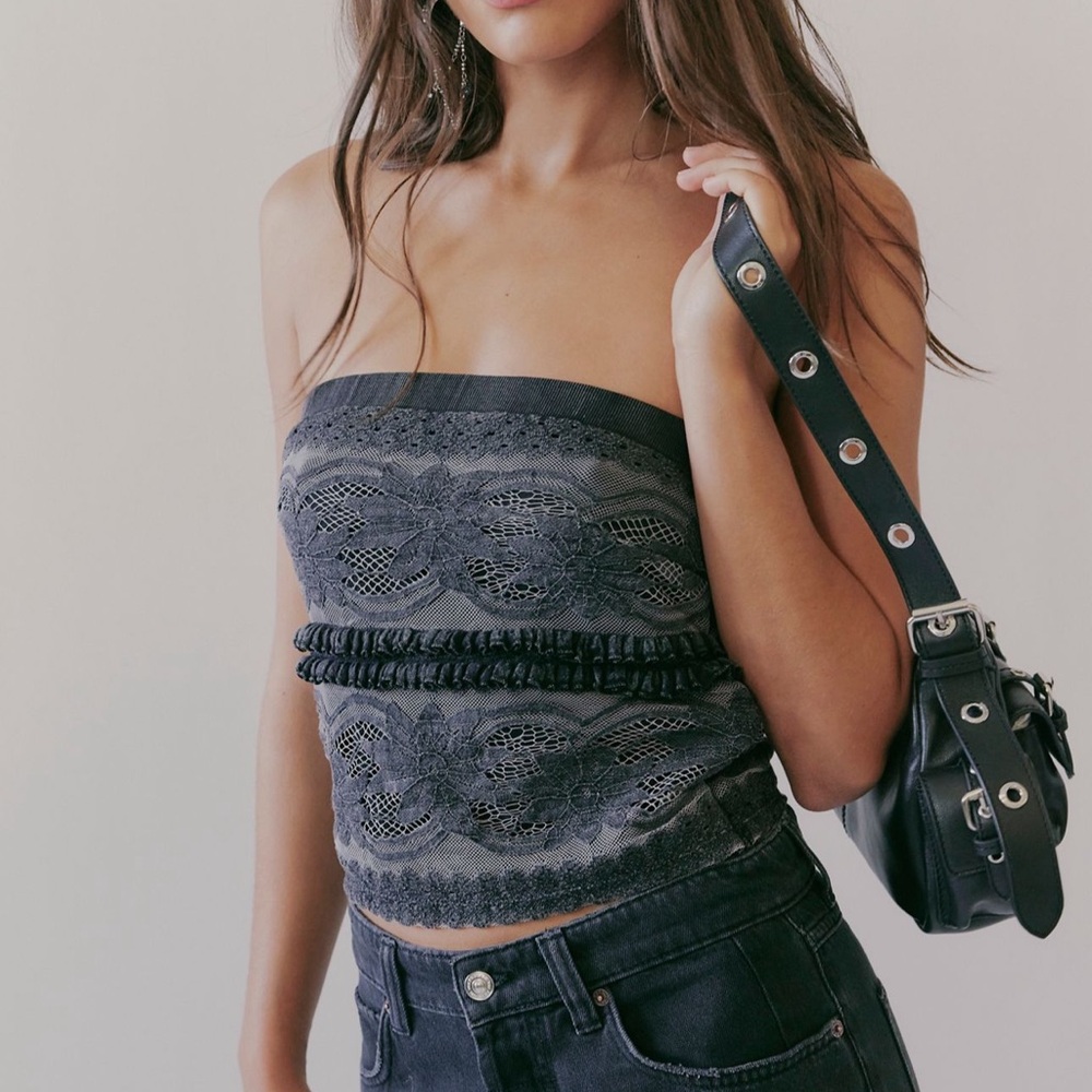 NWT Free People Black Lace Tube Top